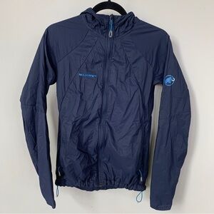Mammut Navy Blue Full Zip Windbreaker with Hood Size XS